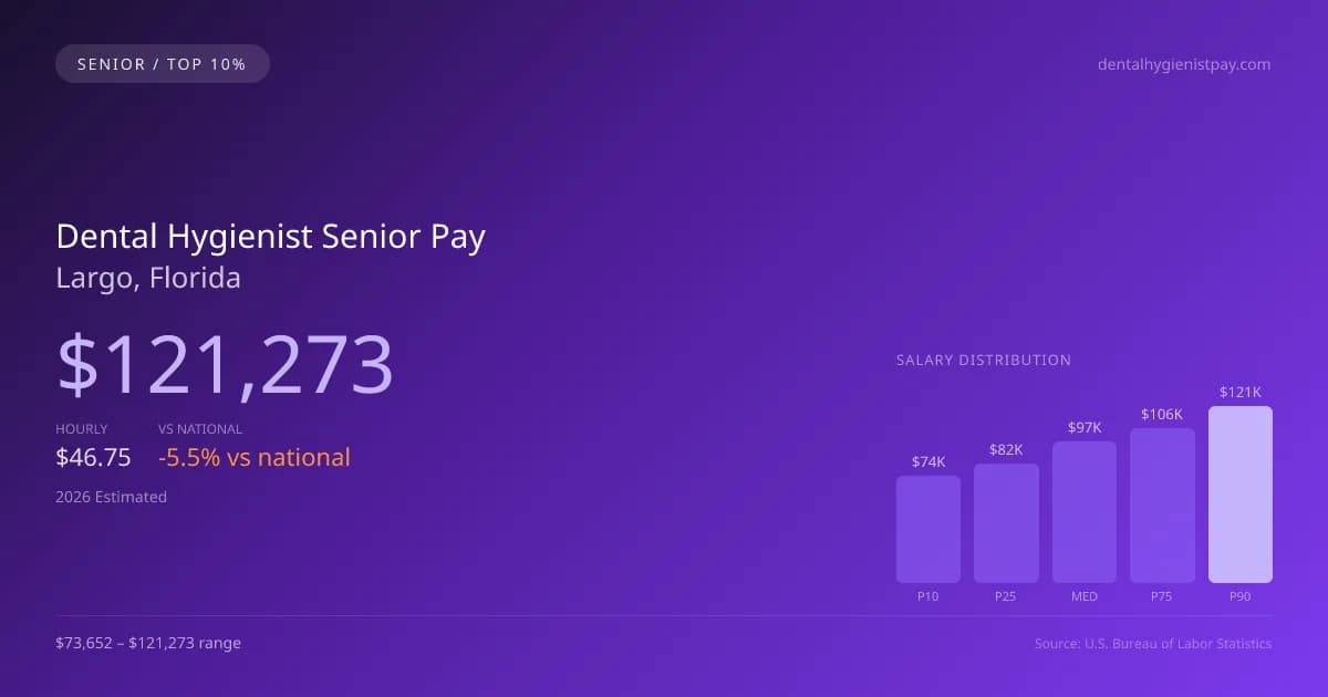Dental Hygienist Senior Salary in Largo, FL — 2026 est., based on 2025 BLS