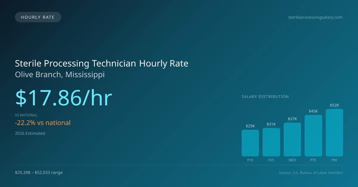 Sterile Processing Technician Hourly Rate in Olive Branch, MS — 2026 est., based on 2025 BLS