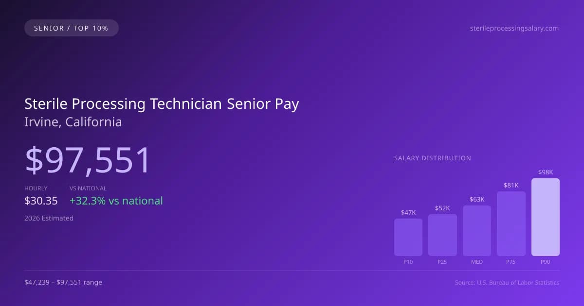 Sterile Processing Technician Senior Salary in Irvine, CA — 2026 est., based on 2025 BLS