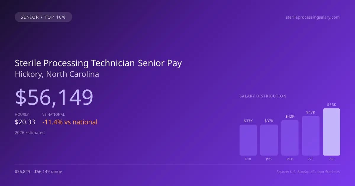 Sterile Processing Technician Senior Salary in Hickory, NC — 2026 est., based on 2025 BLS