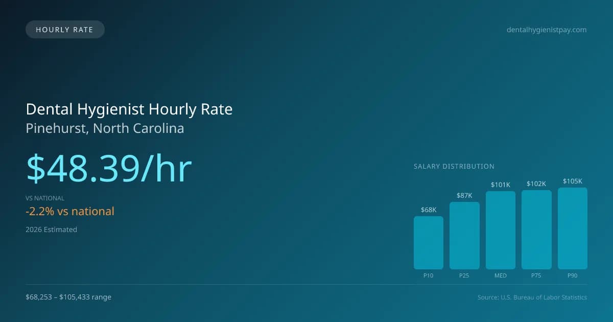 Dental Hygienist Hourly Rate in Pinehurst, NC — 2026 est., based on 2025 BLS