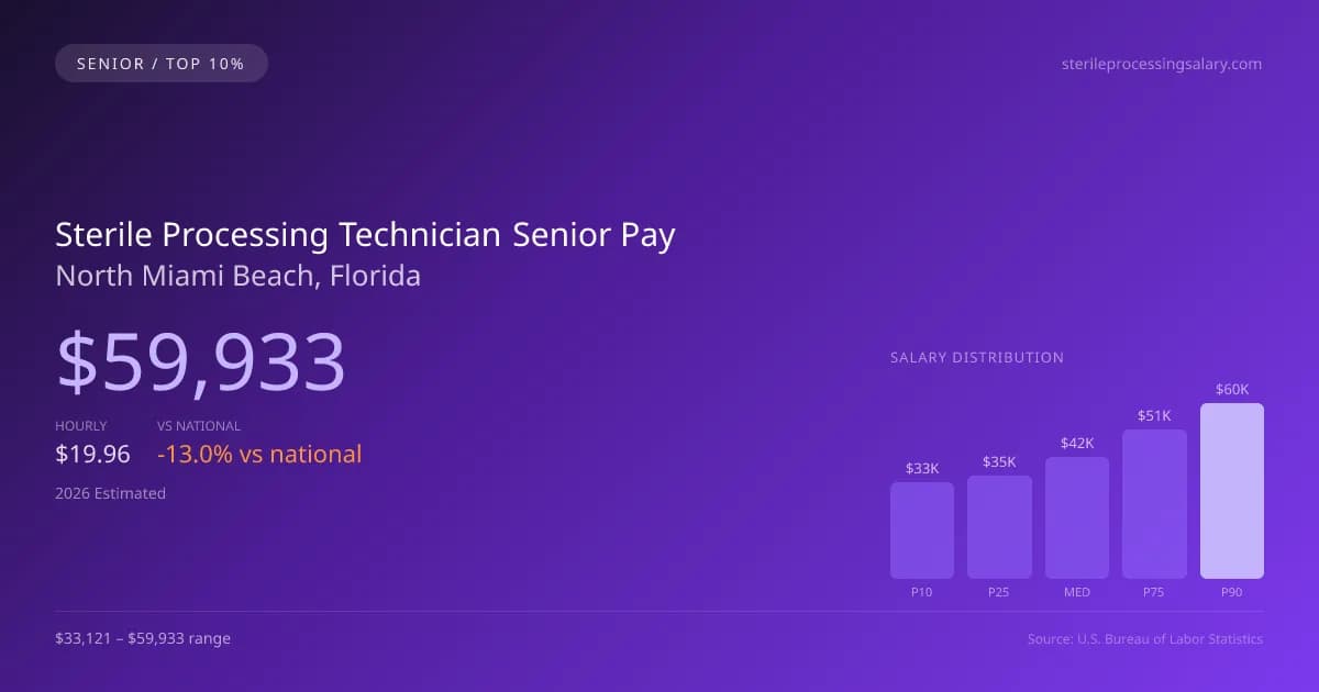 Sterile Processing Technician Senior Salary in North Miami Beach, FL — 2026 est., based on 2025 BLS