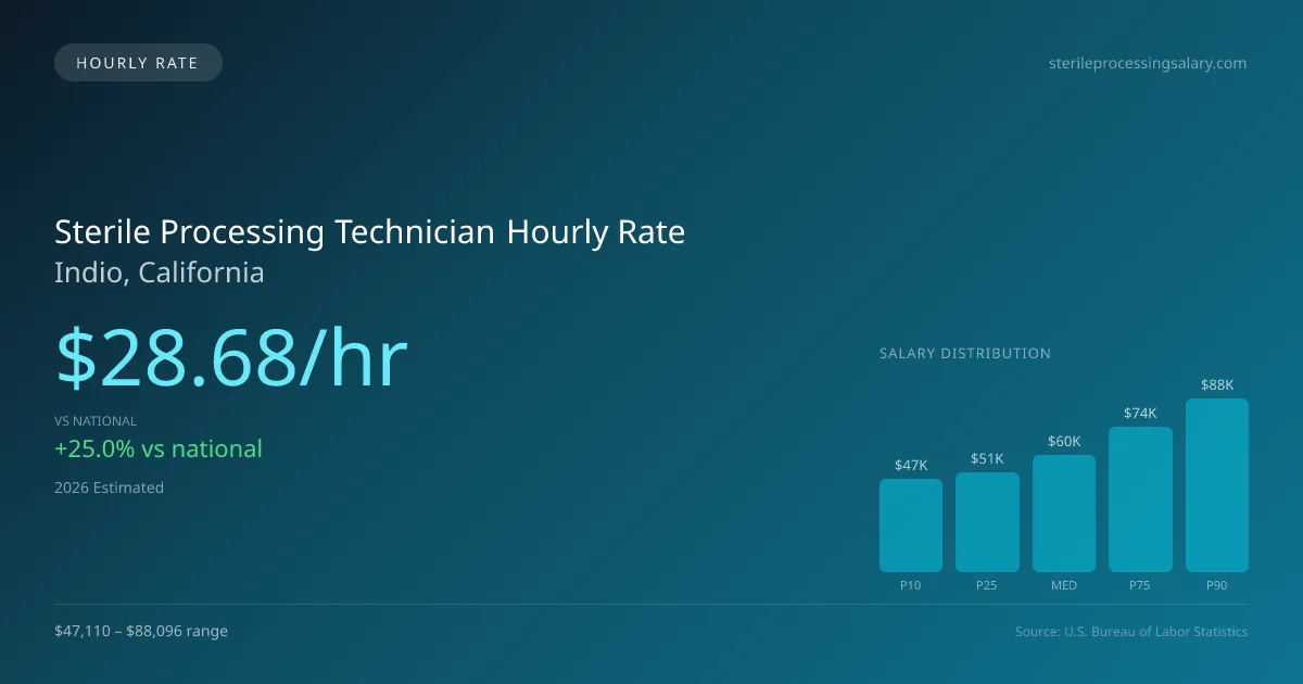 Sterile Processing Technician Hourly Rate in Indio, CA — 2026 est., based on 2025 BLS