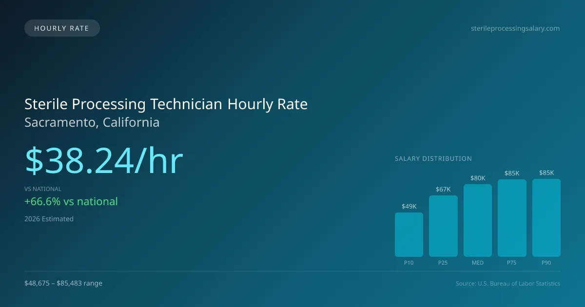 Sterile Processing Technician Hourly Rate in Sacramento, CA — 2026 est., based on 2025 BLS