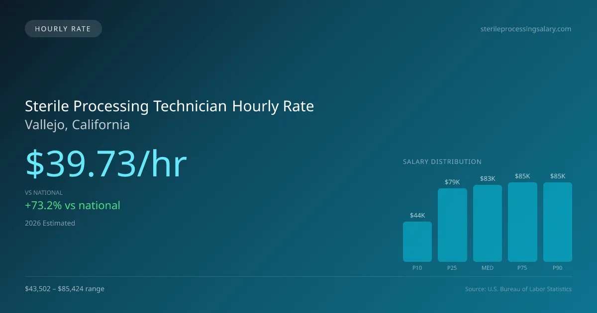Sterile Processing Technician Hourly Rate in Vallejo, CA — 2026 est., based on 2025 BLS