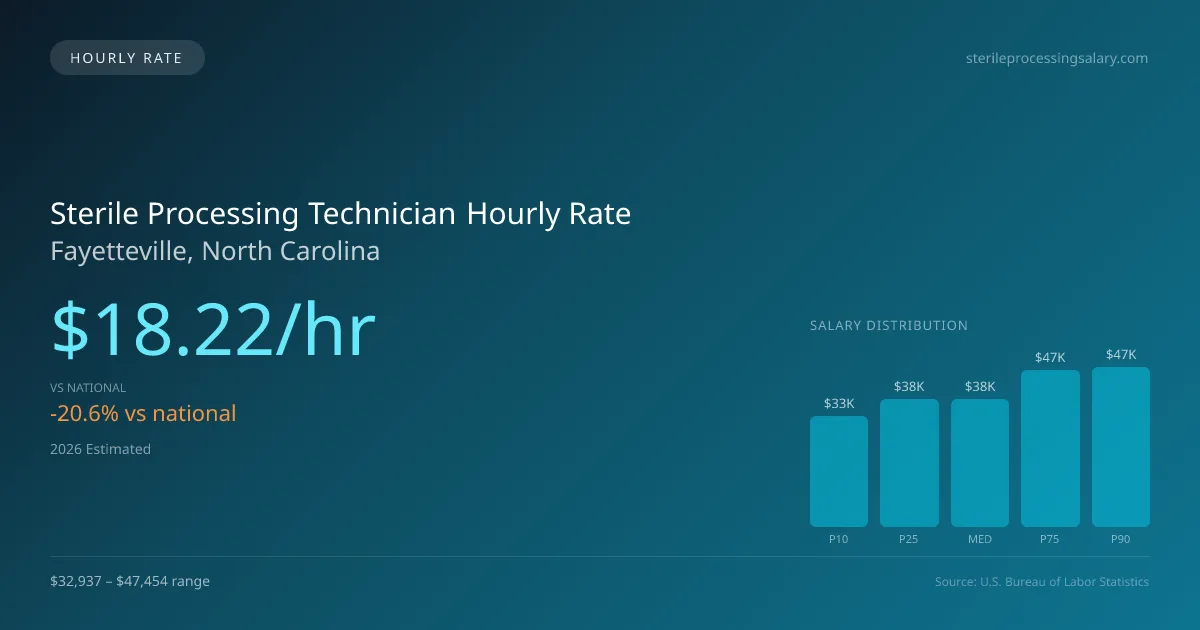 Sterile Processing Technician Hourly Rate in Fayetteville, NC — 2026 est., based on 2025 BLS
