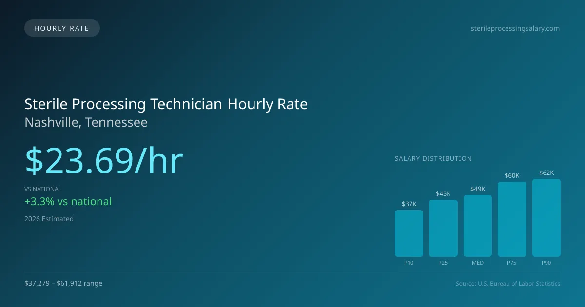Sterile Processing Technician Hourly Rate in Nashville, TN — 2026 est., based on 2025 BLS
