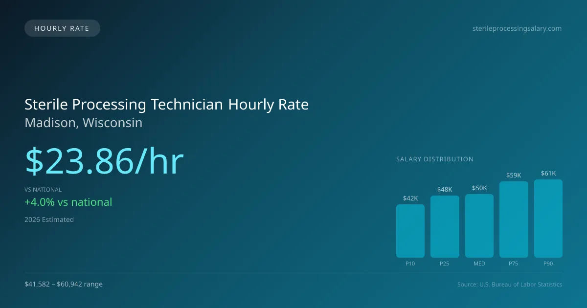 Sterile Processing Technician Hourly Rate in Madison, WI — 2026 est., based on 2025 BLS