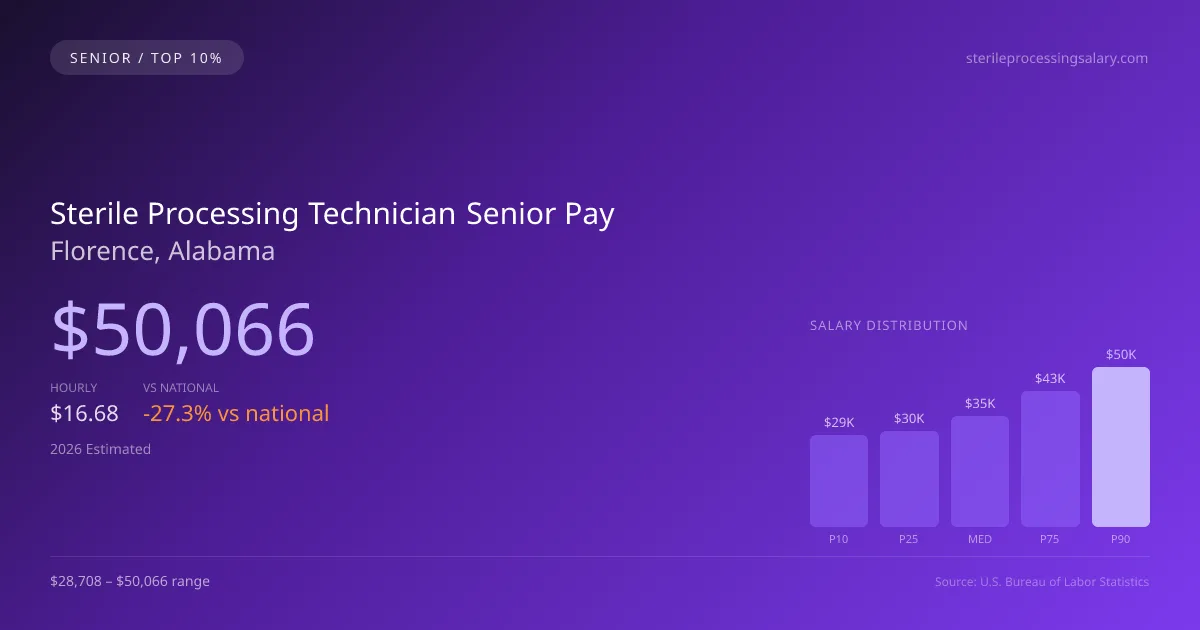 Sterile Processing Technician Senior Salary in Florence, AL — 2026 est., based on 2025 BLS