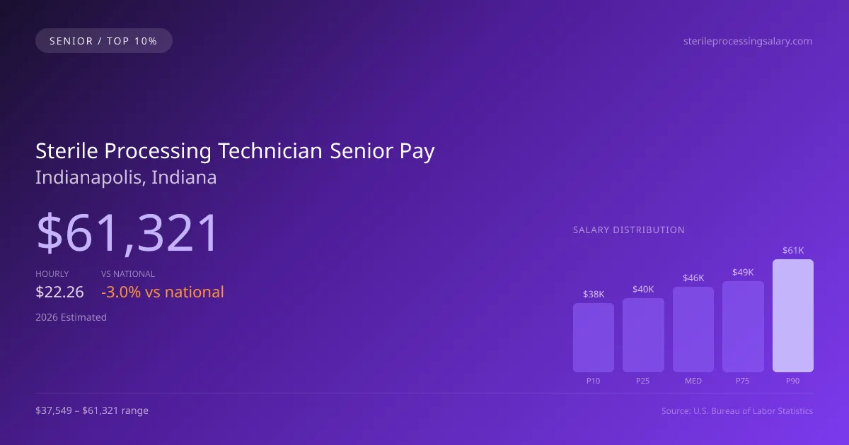 Sterile Processing Technician Senior Salary in Indianapolis, IN — 2026 est., based on 2025 BLS