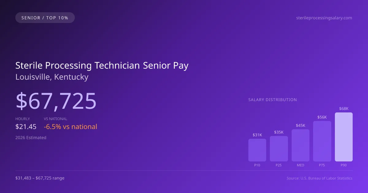 Sterile Processing Technician Senior Salary in Louisville, KY — 2026 est., based on 2025 BLS