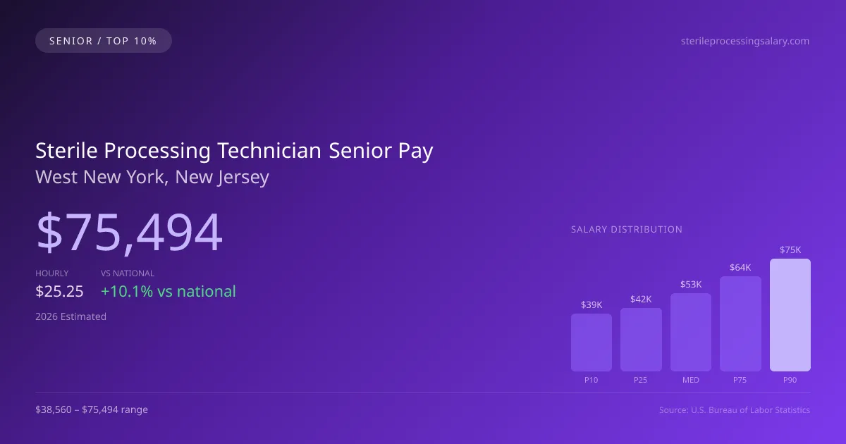 Sterile Processing Technician Senior Salary in West New York, NJ — 2026 est., based on 2025 BLS