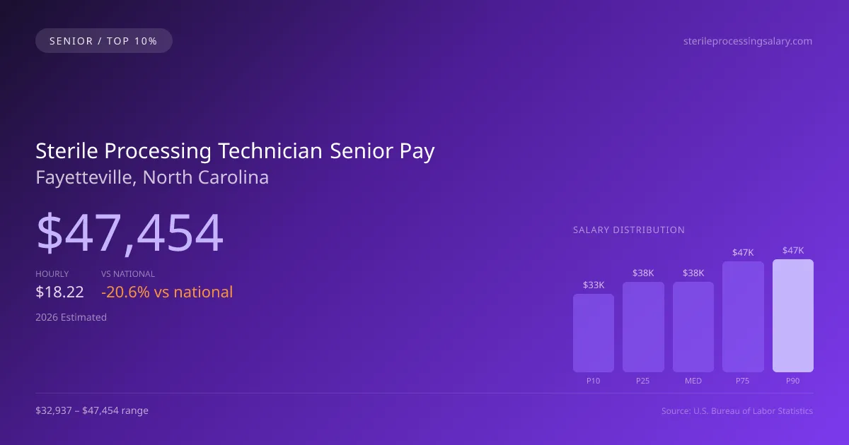 Sterile Processing Technician Senior Salary in Fayetteville, NC — 2026 est., based on 2025 BLS
