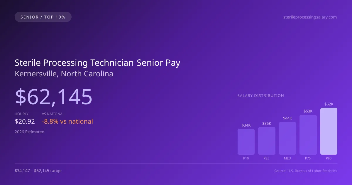 Sterile Processing Technician Senior Salary in Kernersville, NC — 2026 est., based on 2025 BLS