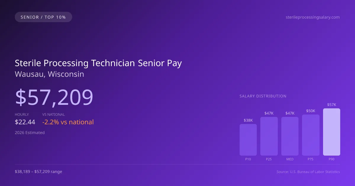 Sterile Processing Technician Senior Salary in Wausau, WI — 2026 est., based on 2025 BLS